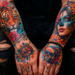 Bold and vibrant tattoo close-up
