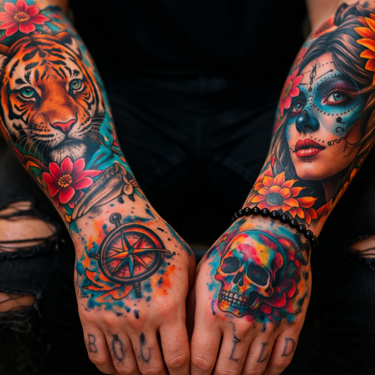 Bold and vibrant tattoo close-up